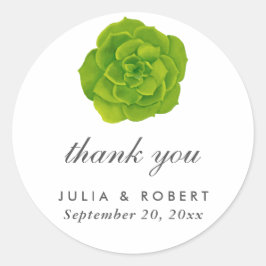 Adesivo Redondo Casamento Elegante Mínimo Suculento Obrigado