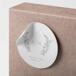 Adesivo Redondo Casamento elegante monograma