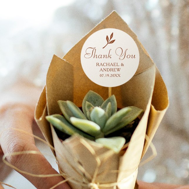 Adesivo Redondo Casamento Elegante Obrigado Terracotta Cream Simpl (Criador carregado)