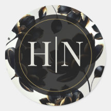 Casamento Elegante Preto e Dourado Floral Bege