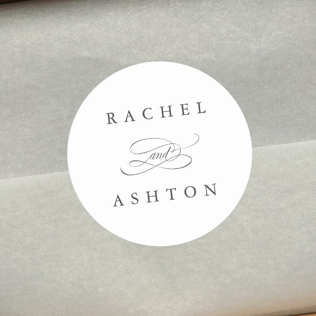Adesivo Redondo Casamento elegante simples (Criador carregado)