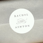 Adesivo Redondo Casamento Elegante Simples Verde Pale<br><div class="desc">Elegante e simples adesivo de casamento com seus nomes. Para uma personalização mais avançada deste design,  clique no BOTÃO FERRAMENTA DESIGN AZUL acima! Itens correspondentes também estão disponíveis.</div>