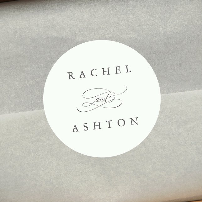 Adesivo Redondo Casamento Elegante Simples Verde Pale (Criador carregado)