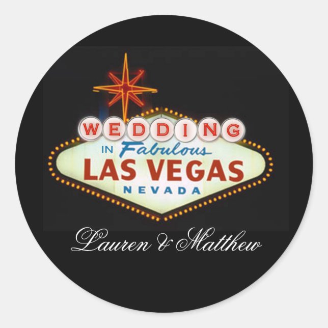 Adesivo Redondo Casamento em Las Vegas Fabulosa (Frente)