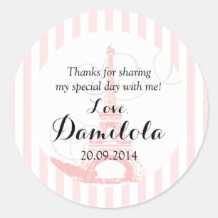 Adesivo Redondo Casamento em Paris da Torre Eiffel