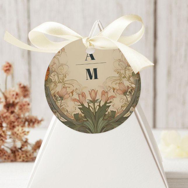 Adesivo Redondo Casamento Encantado de Arte Nouveau (Criador carregado)