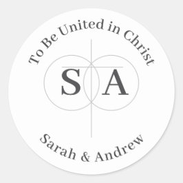 Adesivo Redondo Casamento entre cruzes e anéis monograma