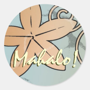 Adesivo Redondo Casamento entre Peach e Teal Havaiano Mahalo Seal
