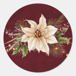 Adesivo Redondo Casamento entre Poinsettia e Berries