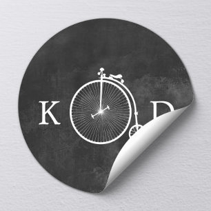 Adesivo Redondo Casamento escuro da bicicleta velha do vintage