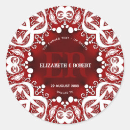 Adesivo Redondo Casamento Especial de Lugar Tribal Vermelho