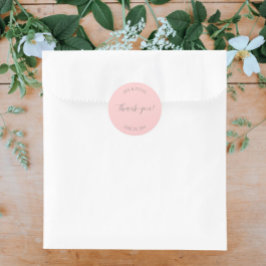 Adesivo Redondo Casamento Estilizado Blush Pink Obrigado