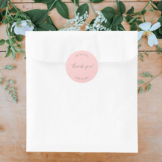 Adesivo Redondo Casamento Estilizado Blush Pink Obrigado