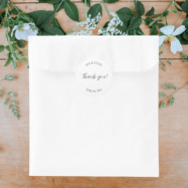 Adesivo Redondo Casamento Estilizado Branco Obrigado