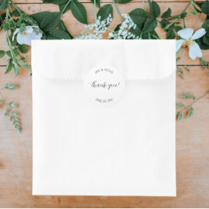Adesivo Redondo Casamento Estilizado Branco Obrigado