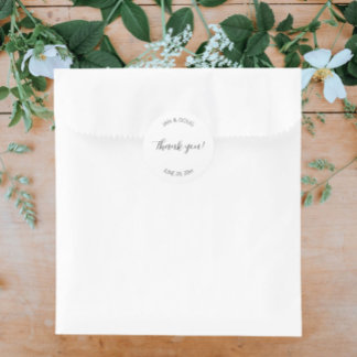Adesivo Redondo Casamento Estilizado Branco Obrigado