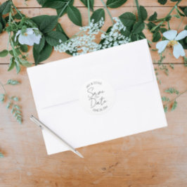 Adesivo Redondo Casamento Estilizado Branco Salvar a Data