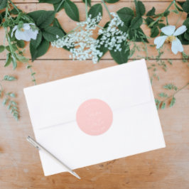 Adesivo Redondo Casamento Estilizado Cor-de-Rosa Esbranquiçada Sal