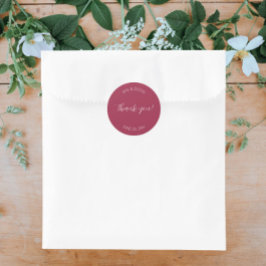 Adesivo Redondo Casamento Estilizado De Vinho, Obrigado