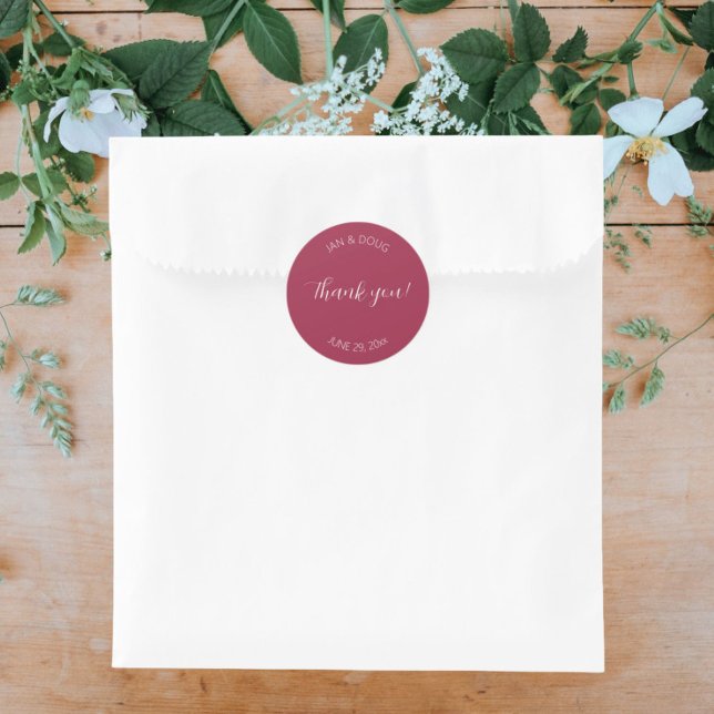 Adesivo Redondo Casamento Estilizado De Vinho, Obrigado (In Situ Wedding)