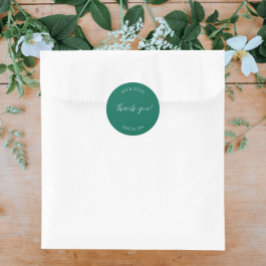 Adesivo Redondo Casamento Estilizado Emerald Green - Obrigado