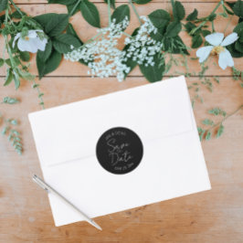 Adesivo Redondo Casamento Estilizado Preto Salve a Data