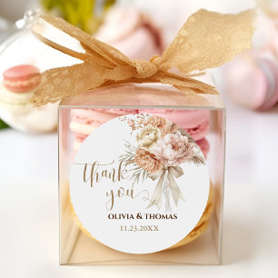 Adesivo Redondo Casamento estilo Chic Boho Obrigado Favor Sticker
