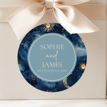 Casamento Estrela Celestial Elegante Dourado Azul