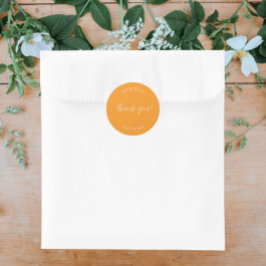 Adesivo Redondo Casamento Estrilizado Laranja Obrigado