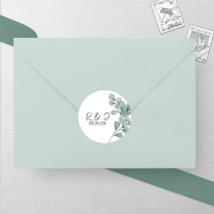 Adesivo Redondo Casamento Eucalyptus Com Aquarelas Whimsical