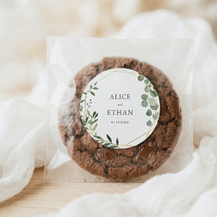 Adesivo Redondo Casamento Eucalyptus Elegante Greenery