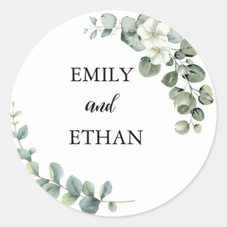 Adesivo Redondo Casamento Eucalyptus Rustic Greenery