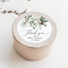 Adesivo Redondo Casamento evergreen festivo de inverno