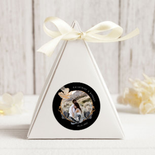 Adesivo Redondo casamento exclusivo do monograma floral de ouro ne