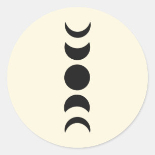 Adesivo Redondo Casamento Fase Lunar Luxo Preto e Creme