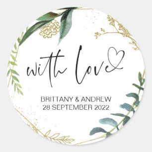 Adesivo Redondo Casamento Favor Trate Bag Jam Com Amor Eucalyptus