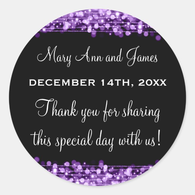 Adesivo Redondo Casamento Fita-Mágica Fala-Mágica Ganha Roxo (Frente)