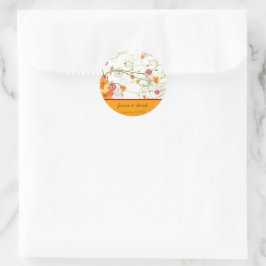 Adesivo Redondo Casamento Floral Amarelo Hibiscus Swirls & Swallow