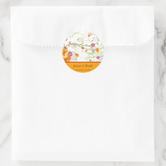 Adesivo Redondo Casamento Floral Amarelo Hibiscus Swirls & Swallow