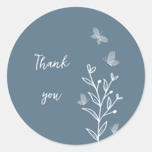 Adesivo Redondo Casamento floral azul empoeirado romântico