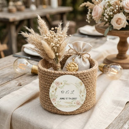 Adesivo Redondo Casamento Floral Boho & Pré-Casamento