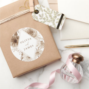 Adesivo Redondo Casamento Floral Boho Vintage Quadro