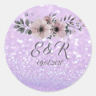 Adesivo Redondo Casamento Floral Bokeh Elegante e Brilhante