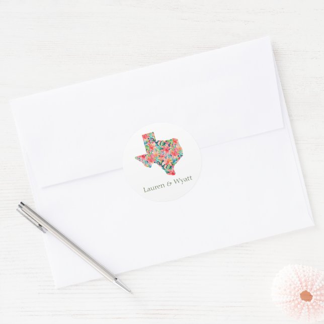 Adesivo Redondo Casamento Floral Botânico Tropical Bright (Envelope)