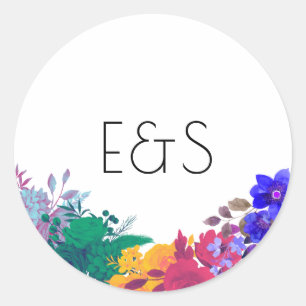 Adesivo Redondo Casamento Floral Bright Multicolor