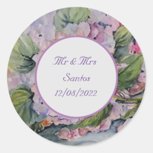 Adesivo Redondo Casamento Floral com dizer Napkins