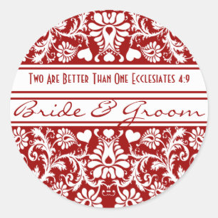 Adesivo Redondo Casamento Floral Cristão Damask Vintage