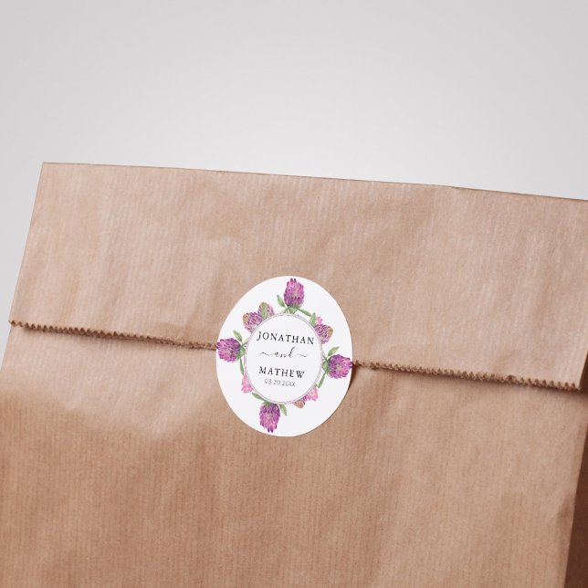 Adesivo Redondo Casamento Floral da Selva de Verão (Summer Jungle Watercolour Floral Wedding Supplies)