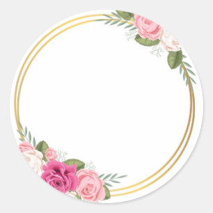 Adesivo Redondo Casamento Floral de Aquarela de Jardim de Verão