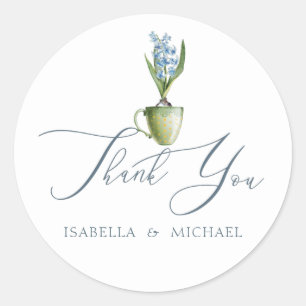 Adesivo Redondo Casamento Floral de Aquarela Elegante